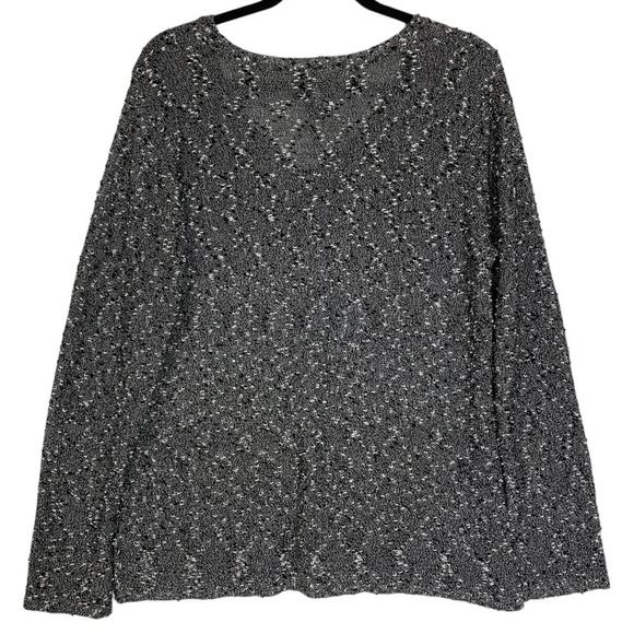 Additions by Chico's Loose Knit Sweater Size 2 Shirt Top Pullover Black White - Picture 3 of 15